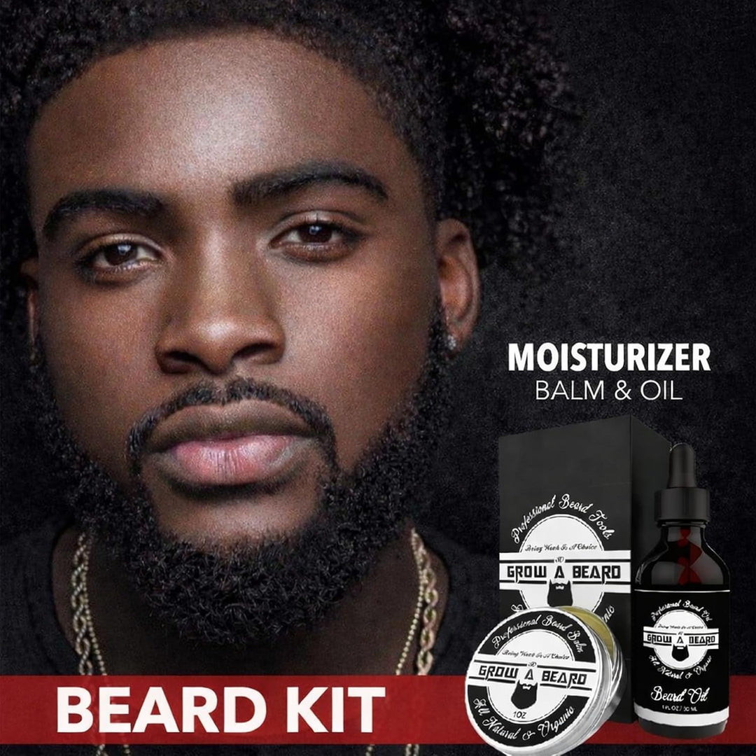 Kit de aseo alisador de barba para hombres, kit de crecimiento de b...