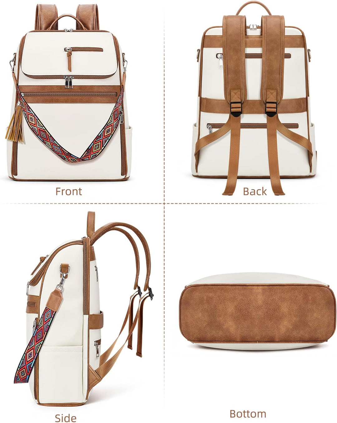 SYTRAH - Mochila de cuero para laptop para mujer, Bolso de diseñado...