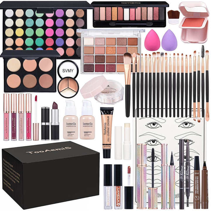El kit completo de maquillaje para mujer incluye: sombra de ojos, b...