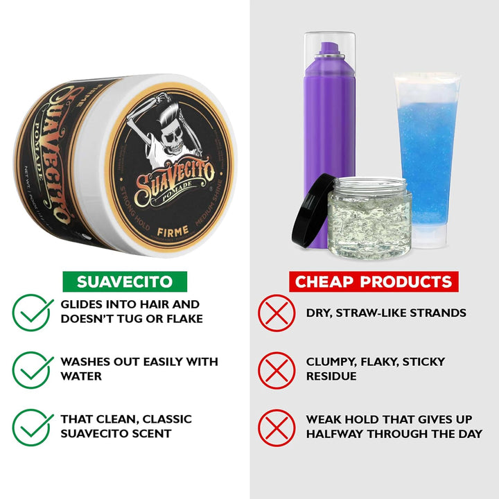 Pomada Suavecito Firme (Fuerte) de 4 oz, paquete de 3 - Pomada para...