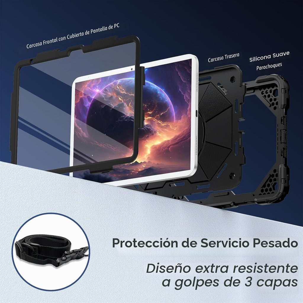 Funda para iPad (A16) de 11ª Generación de 11 Pulgadas (2025) / Funda para iPad de 10ª Generación de 10.9 Pulgadas (2022) con Soporte Giratorio de 360°, Protector de Pantalla, Soporte para