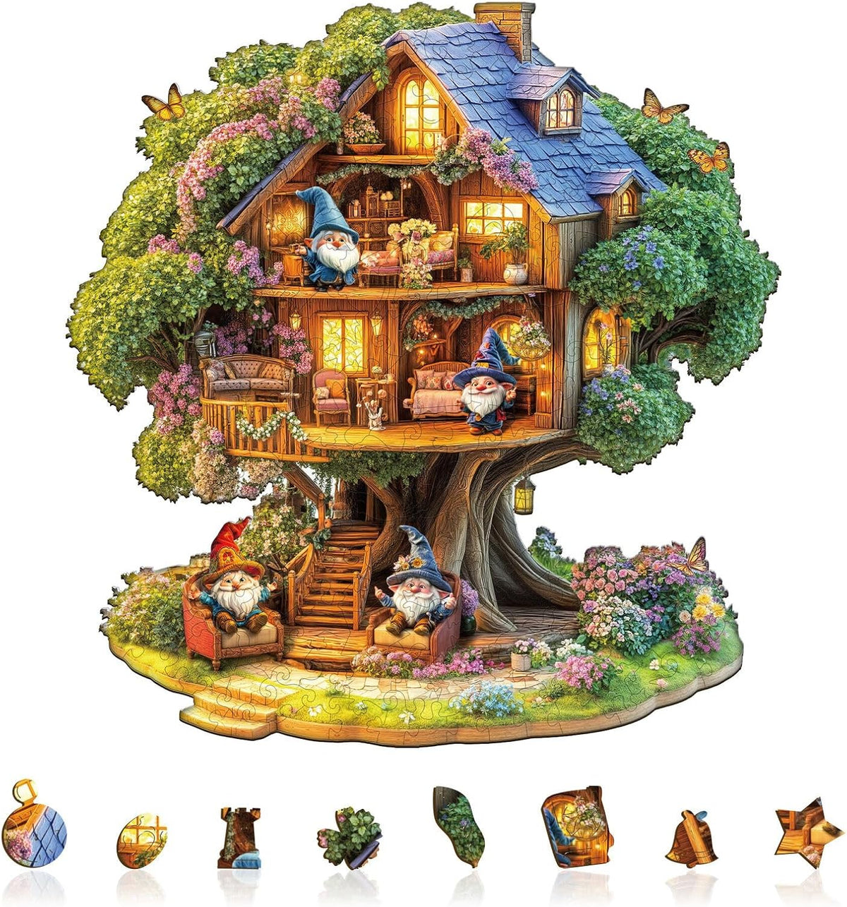 Rompecabezas de casa de árbol de elfos, regalos para adultos, 175 piezas de 11.4 x 11 pulgadas