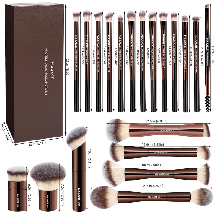 MAANGE 20 piezas de brochas de maquillaje con caja de regalo, broch...