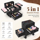 AROUS Estuche de maquillaje rodante con 3 cajones, estuche de cosme...