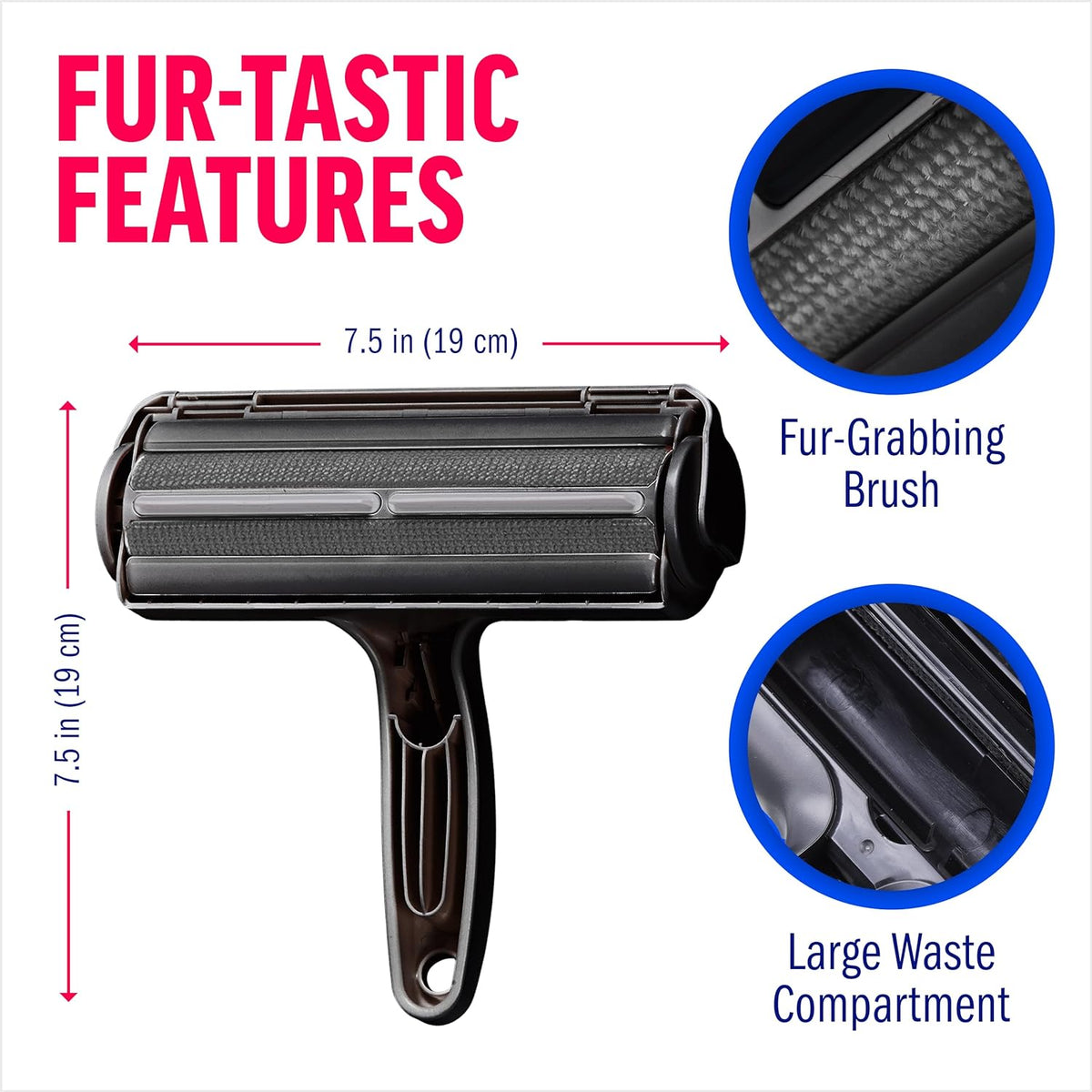 ChomChom Roller Removedor de pelo de mascotas – Rodillo de pelusa reutilizable de tamaño original para gatos y perros en muebles, sofá, alfombra, automóvil, alfombras y ropa de cama – portátil