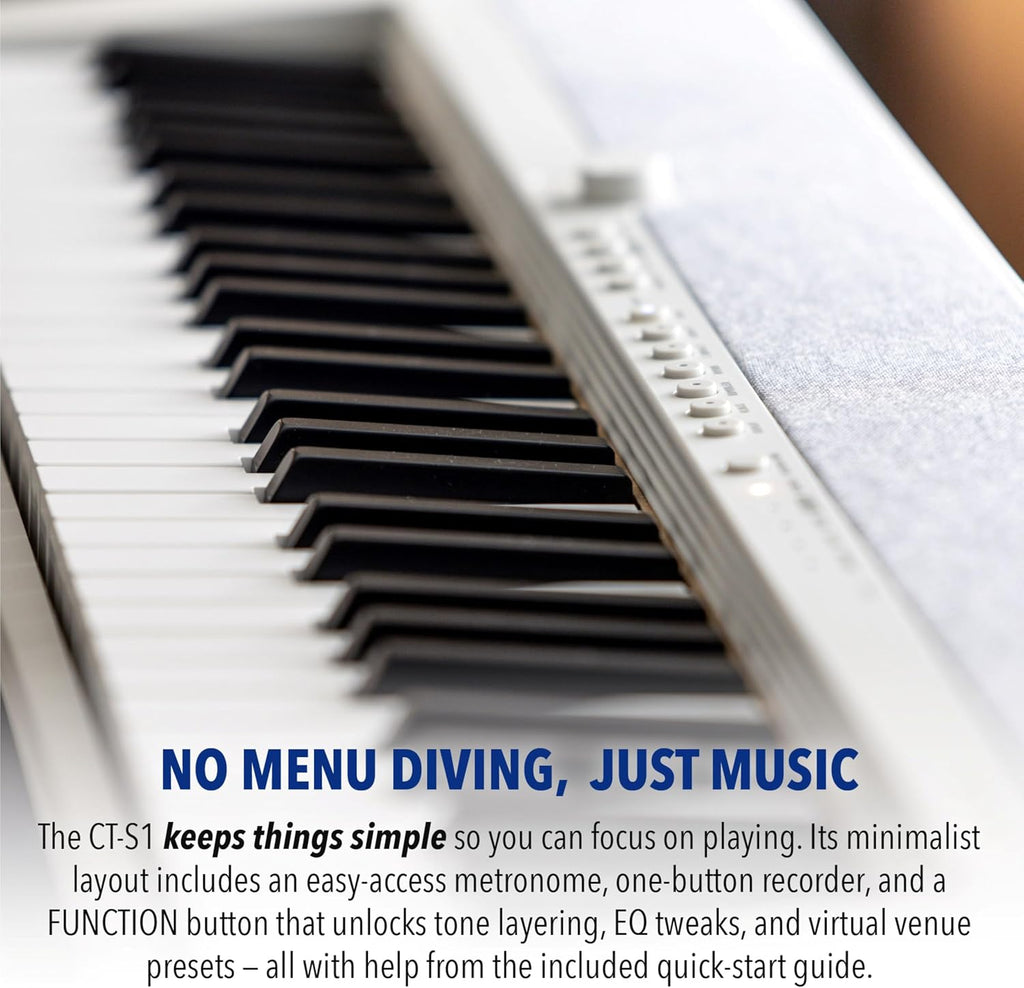 Casio Casiotone CT-S1 – Teclado retro sensible al tacto de 61 teclas | Diseño elegante y portátil para principiantes a profesionales | Piano de cola estéreo + 60 tonos AiX | Conectividad USB-MIDI |