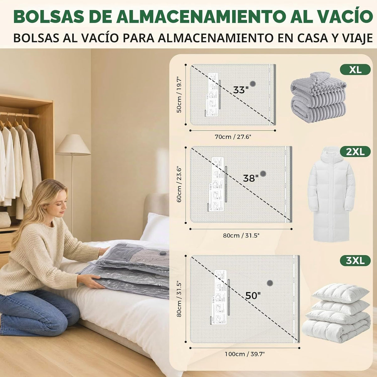 Bolsas de Almacenamiento al Vacío con Bomba Digital Inalámbrica - Combo de 8 Jumbo