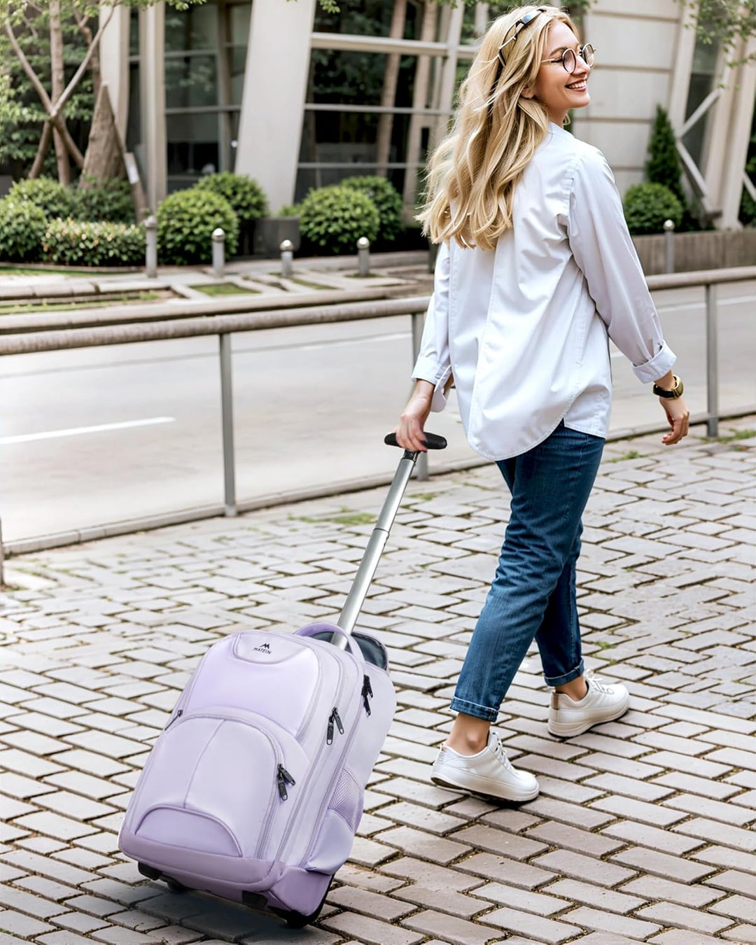 MATEIN Mochila con ruedas para mujer, mochilas de viaje para laptop...