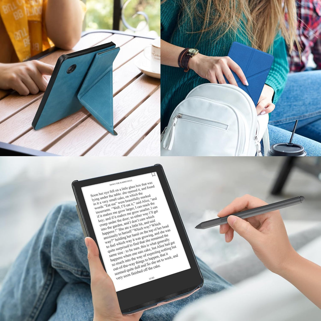 kwmobile Funda para Pocketbook InkPad 4/Color 3/2 / Vivlio InkPad 4/Color 3 - Funda delgada de piel sintética para lector electrónico con soporte y función de sueño automático - Negro