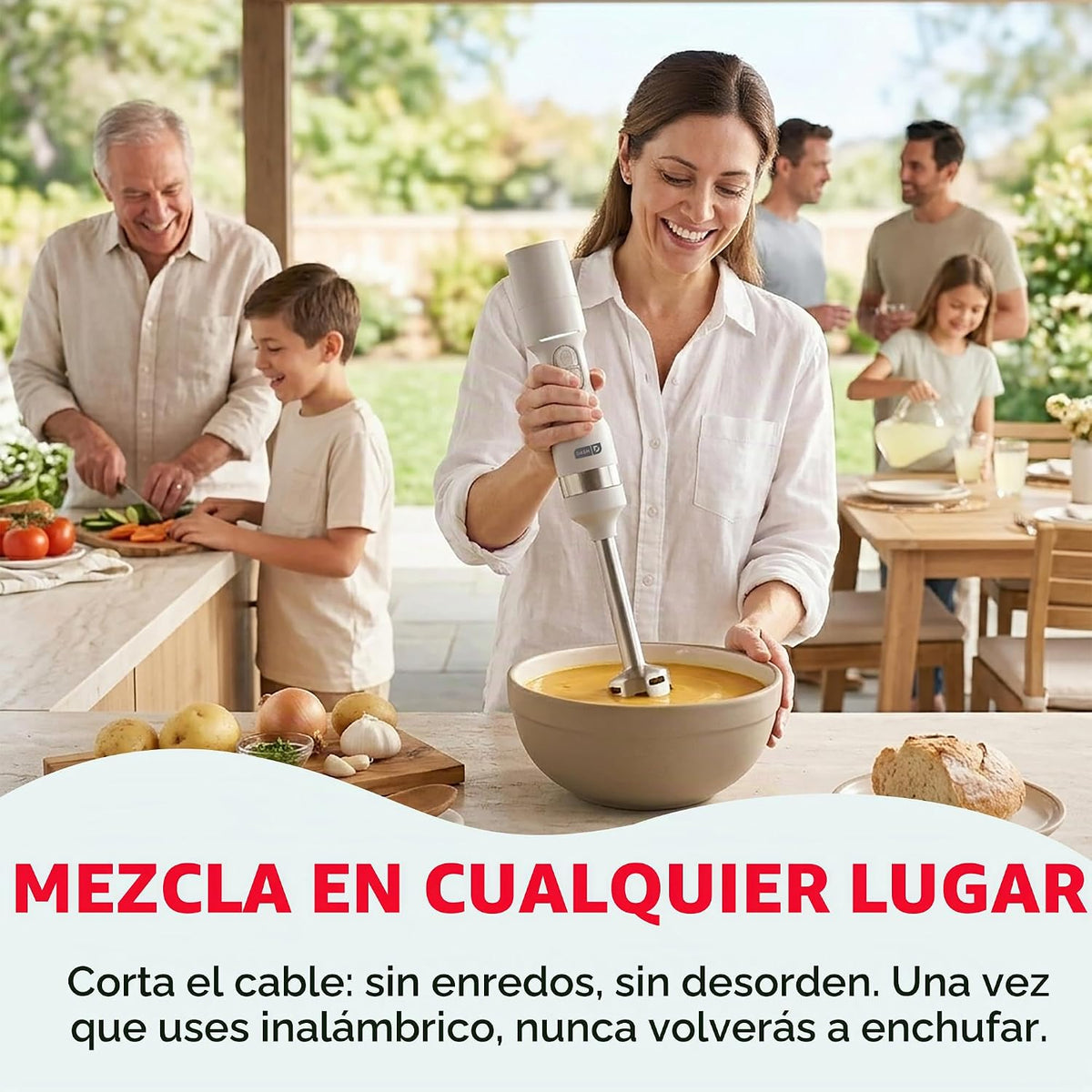 Dash Batidora de inmersión inalámbrica, cuchillas de acero inoxidable, gris