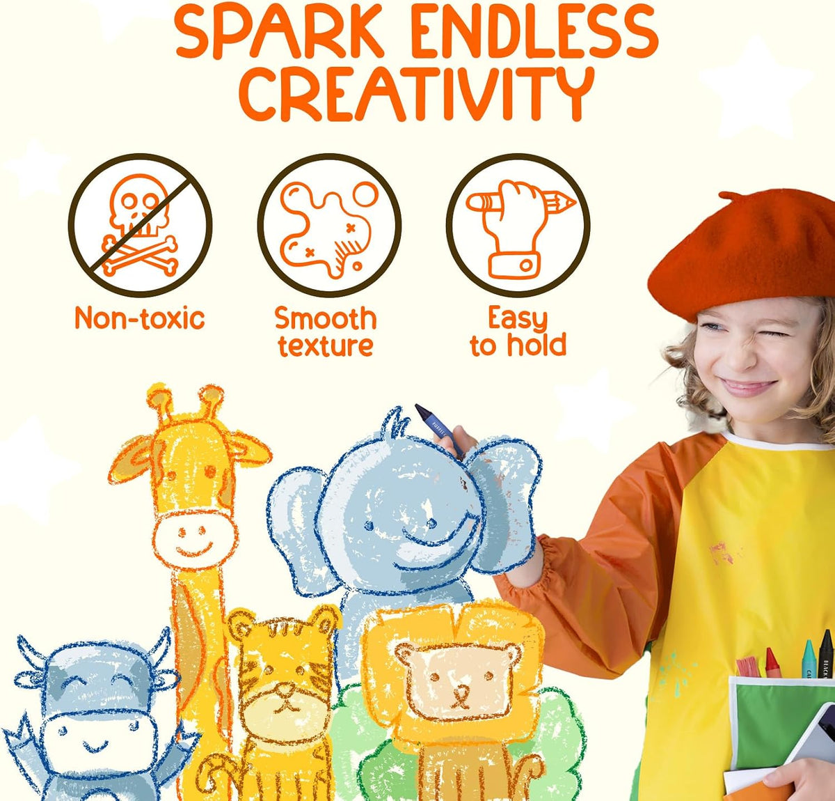 ZENO Crayones jumbo de 18 colores, no tóxicos y lavables para niños pequeños (1-3) y niños (4-8), crayones grandes fáciles de sostener, perfectos para viajes, arte y actividades de la primera infancia