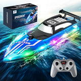 JOI MEW Barco a control remoto para niños con luces LED, barcos de...