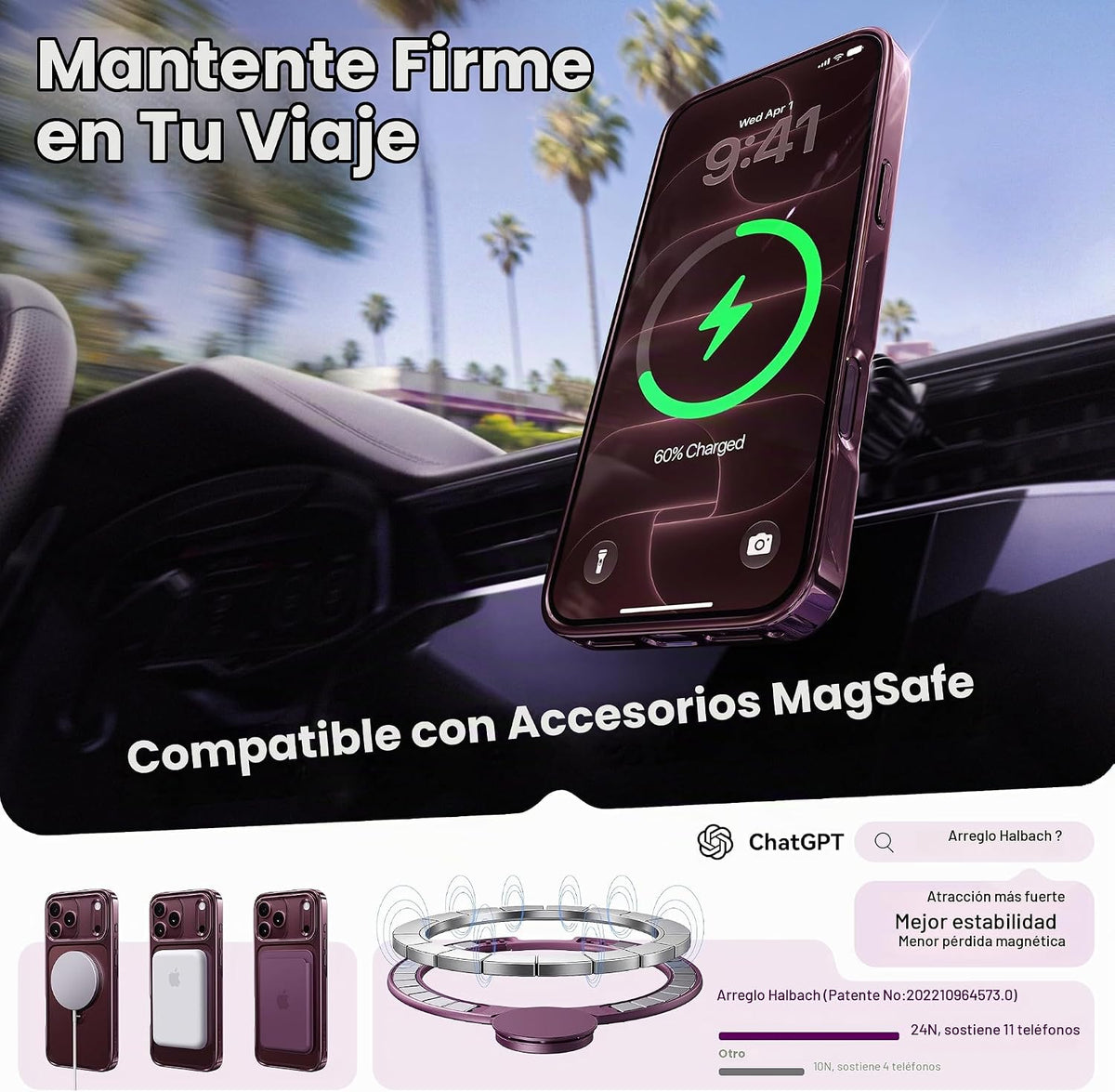 CASEKOO Funda para iPhone 18 Pro, 360 Spin Magnetic Stand
