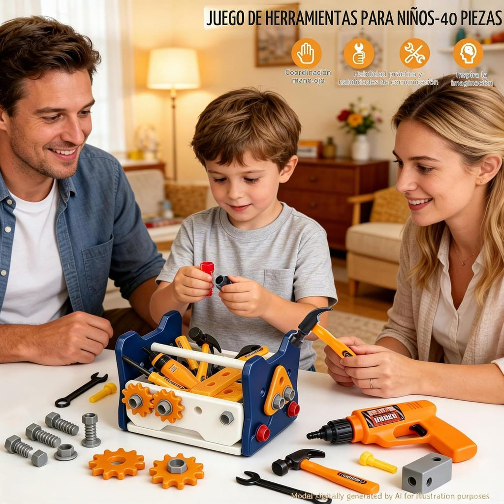 Juego de herramientas para niños con taladro de juguete y casco de seguridad, banco de trabajo para niños, kit de herramientas de construcción de juego de simulación, juguetes de