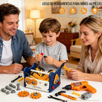 Juego de herramientas para niños con taladro de juguete y casco de seguridad, banco de trabajo para niños, kit de herramientas de construcción de juego de simulación, juguetes de