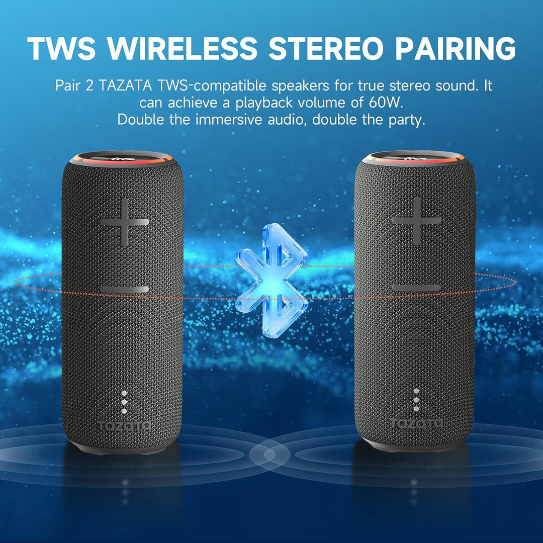 TAZATA Fun 300 - Altavoz Bluetooth portátil de 30 W, IPX7 impermeab...