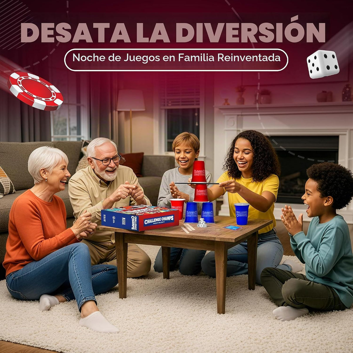 Juego de fiesta de acción: 200 desafíos de habilidad para la construcción de equipos, noche de juegos familiares | Juego completo para adultos, adolescentes, niños mayores de 8 años con más de 10 accesorios | Actividad de grupo competitiva