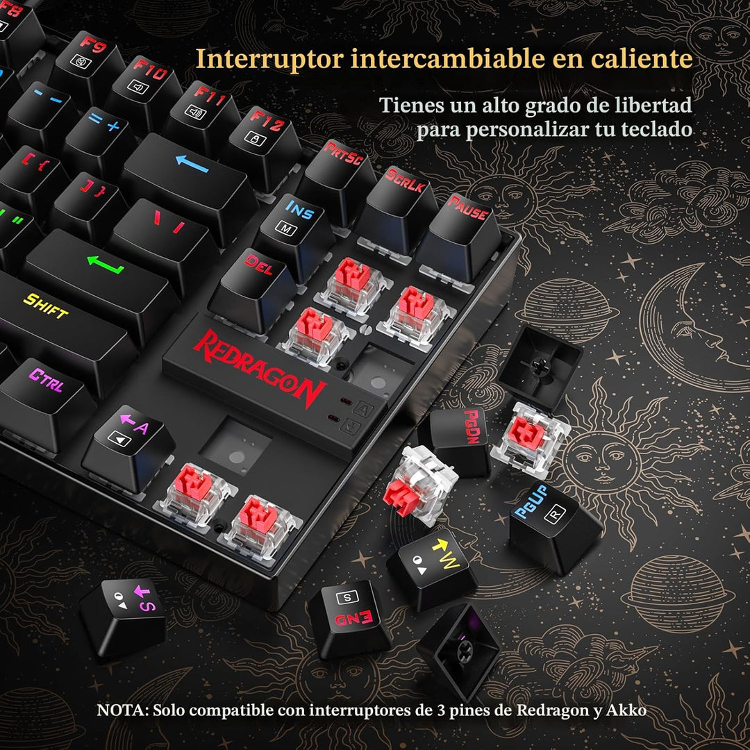 Redragon Teclado mecánico para juegos K552, compacto de 87 teclas,...