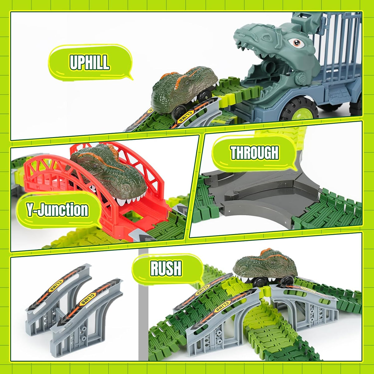 Juguetes de pista de dinosaurios para niños, juego de 219 pistas de