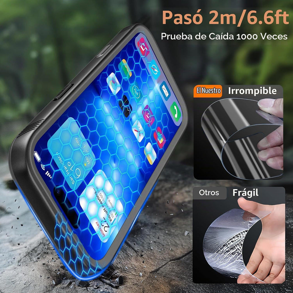 Cozycase para iPhone 18 Pro/iPhone 17 Pro - Funda impermeable de alta resistencia negra