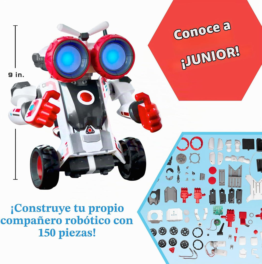Thames & Kosmos Robotics Smart Machines Junior STEM Kit, construye y codifica los movimientos, velocidad, luces y sonidos de tu robot, para mayores de 8 años, utiliza sin pantalla con botones