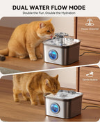Fuente de agua para gatos Acero inoxidable: 99oz/2.8L Bebedero automático para mascotas
