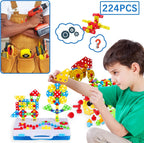 Juguetes de construcción STEM 224PCS Juego de destornilladores y taladro para