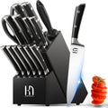 KnifeSaga - Juego de bloques de cuchillos de 15 piezas con afilador, espiga