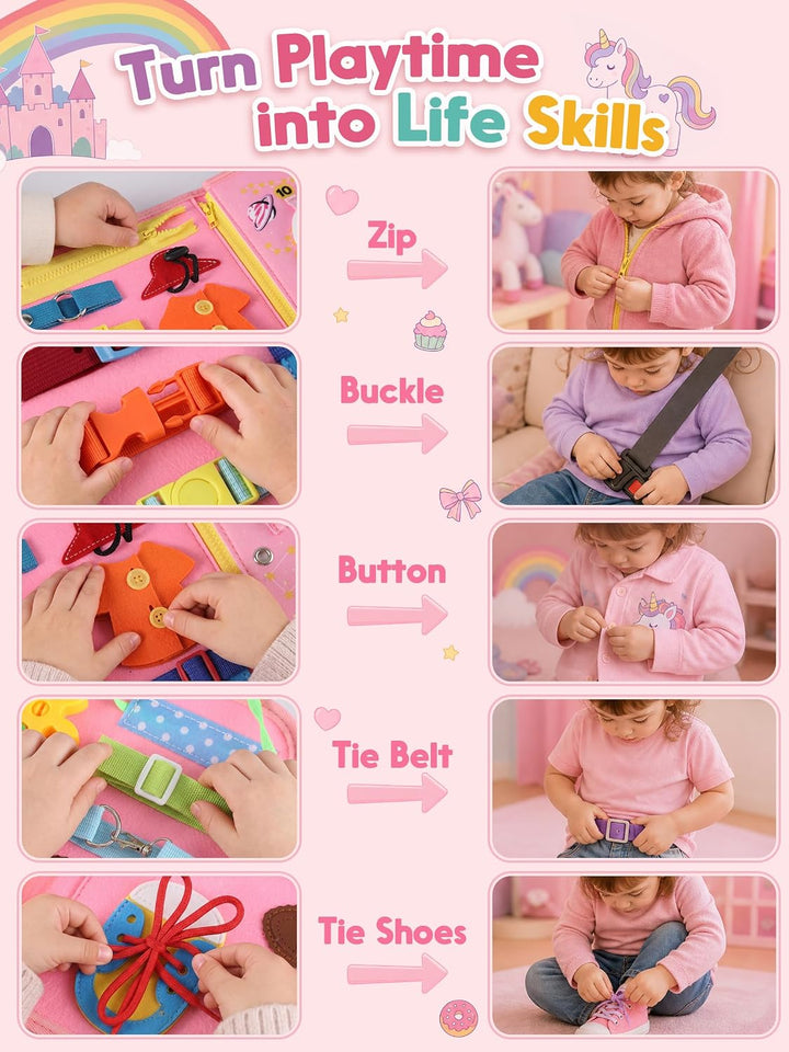 GONINO Juguete Montessori para niños pequeños, tabla ocupada de fie...
