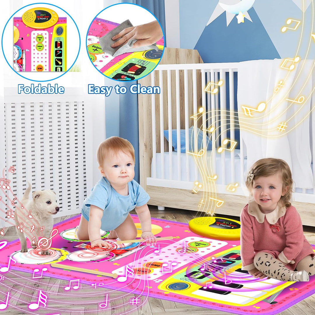 Juguetes de Alfombra Musical 2 en 1 para niños de 1, 2, 3, 4, 5 año...
