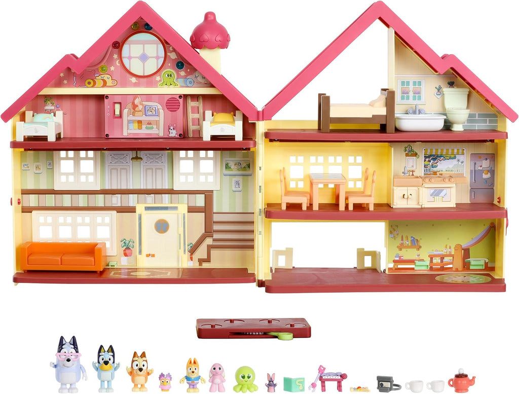 Bluey XL House Playset, luces interactivas, sonidos y pista de baile