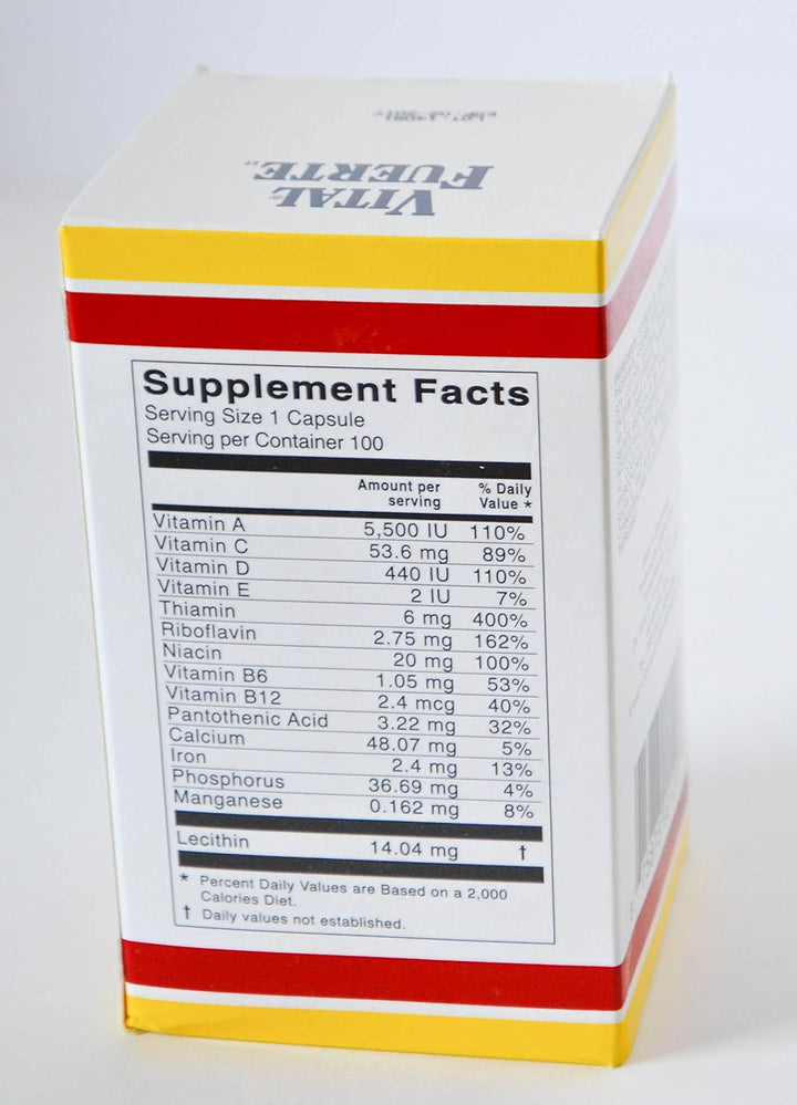 Vital Fuerte Vitaminas y Minerales Suplemento Dietético 100 Cápsula...