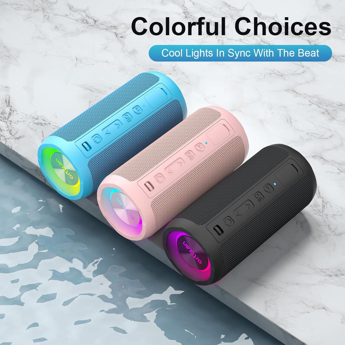 Ortizan Altavoz Bluetooth portátil inalámbrico, IPX7 impermeable, a...