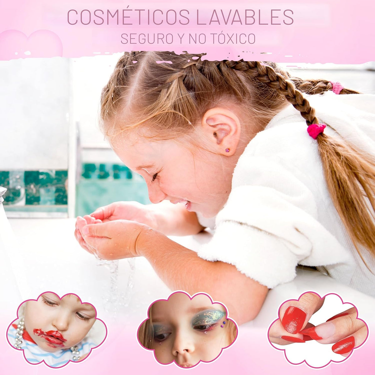 Juego de 99 piezas de maquillaje para niñas, juguetes de princesa,...