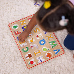 Melissa & Doug Rompecabezas de madera para levantar y ver clavijas de aprendizaje temprano, paquete de 2 para niñas y niños - alfabeto, números