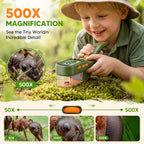 Cazador de insectos para niños con microscopio para niños, cámara de zoom 500X