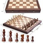 AMEROUS - Juego de ajedrez magnético de madera de 15 pulgadas para adultos y niños - con tablero plegable, paquete de regalo, ranuras de almacenamiento para piezas, piezas hechas a mano, juego de mesa
