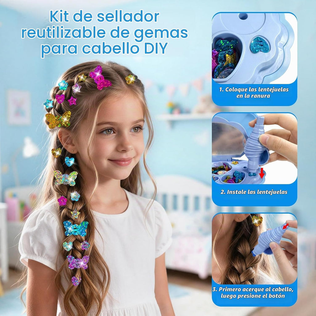 AOSITE Kit de sellado de gemas para el cabello para niñas de 3 a 12 años