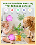 TWORIVER - Juguete de cactus parlante y bailarín de volumen ajustable, verde, No recargable