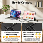 ZEFFIXER Monitor portátil FHD de 16 "16:10 1200P FHD con soport...
