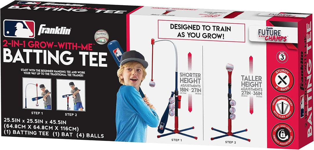 Franklin Sports Grow-with-Me - Soporte de bateo de béisbol para niñ...