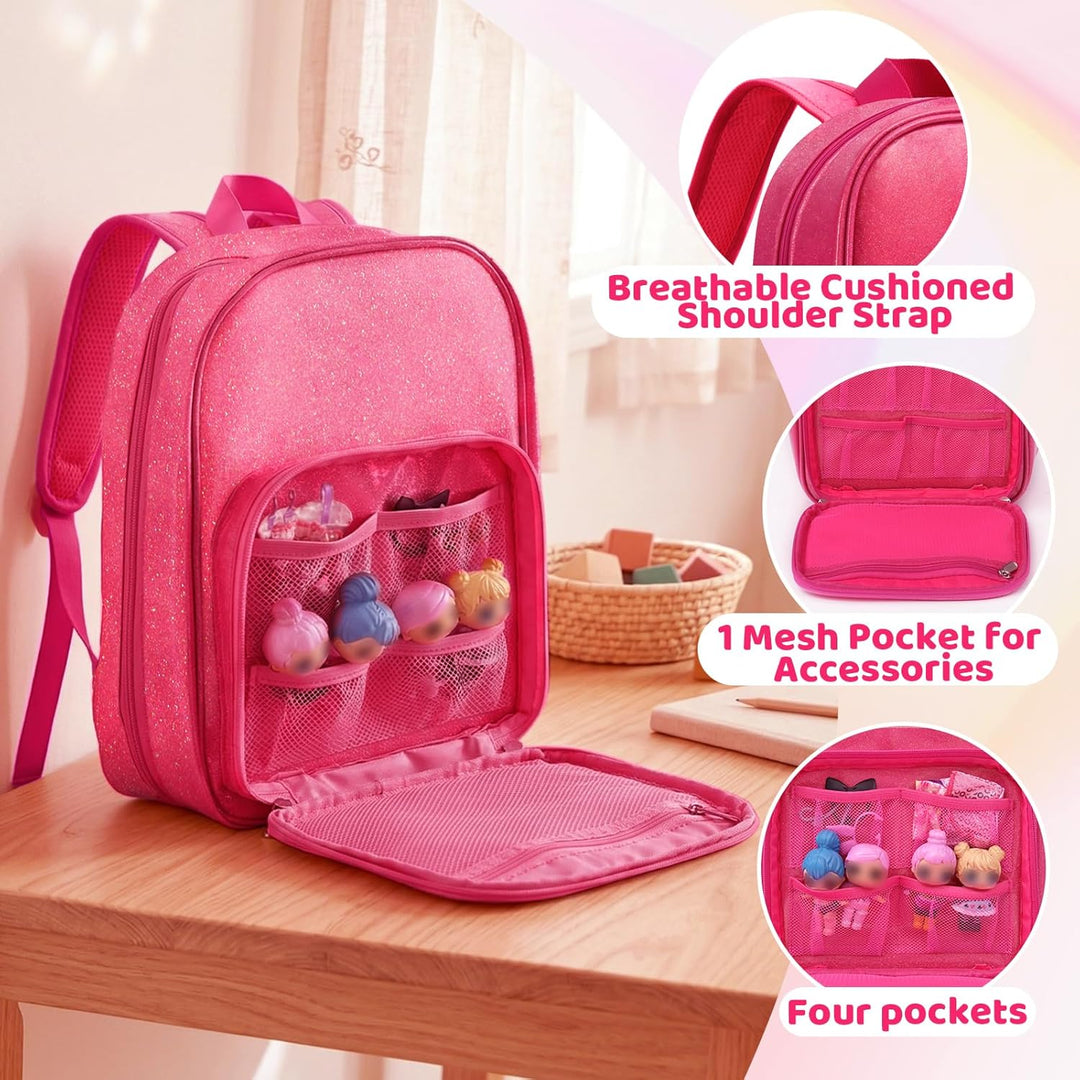 Mochila de transporte compatible con muñecas Barbie de 12 pulgadas,...