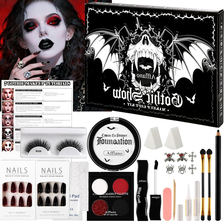 Afflano Kit de maquillaje gótico disfraz de Halloween, SFX payaso g...