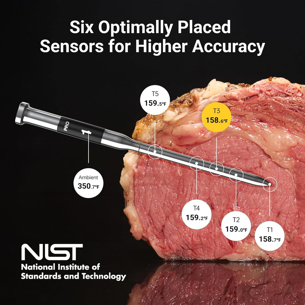 ThermoMaven Termómetro inalámbrico de carne Sub-1G, termómetro WiFi de 2