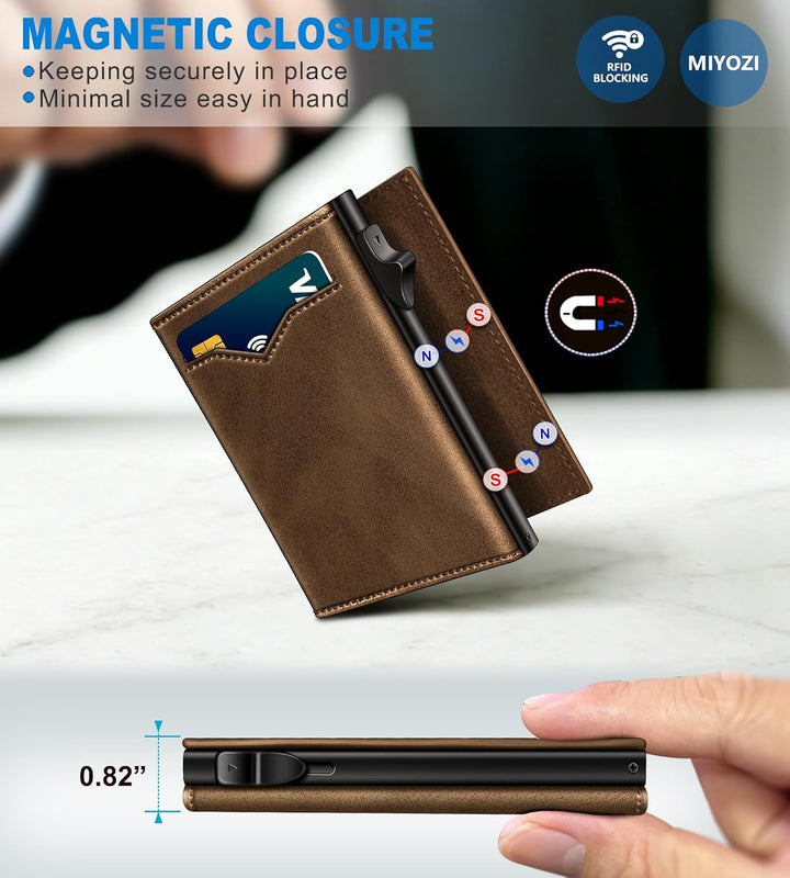 Cartera miyozi para hombre, con bolsillo para billetes, 2 ventanas...