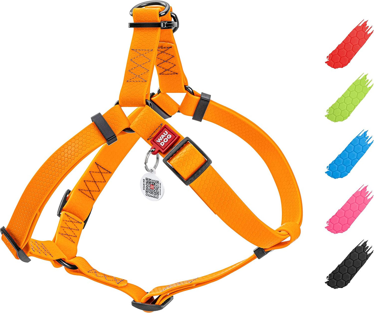 WAUDOG Arnés impermeable para perro con etiqueta de código QR y cierre de