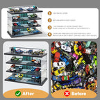 Estuche de exhibición para Hot Wheels Garage y autos Matchbox con luz LED, estuche de almacenamiento para Hot Wheels, diorama de garaje de estacionamiento con 4 niveles, máximo 58 autos a escala 1/64