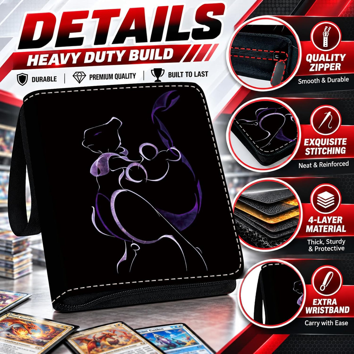 Carpeta de tarjetas coleccionables con mangas extraíbles, carpeta de