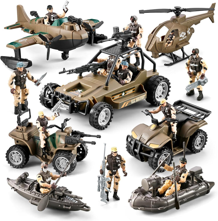 Conjunto de juguetes de hombres del ejército de 78 en 1 con camión...