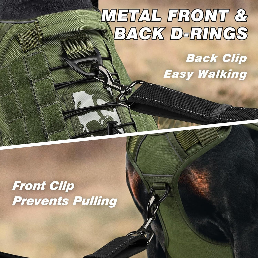 Correa para perro y arnés táctico para perro, juego reflectante resistente para entrenamiento de caminar